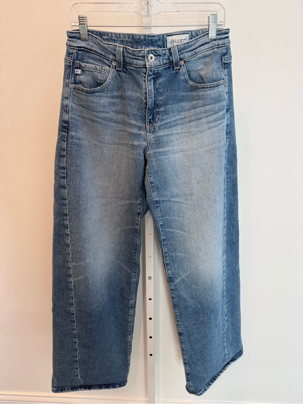 Ag Adriano Goldschmied Adria Blue Washed Cropped Barrel Low Rise Jeans Size 28